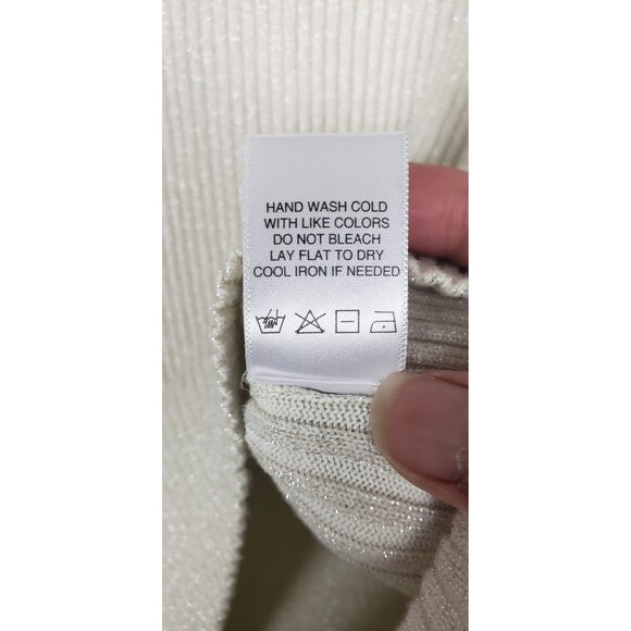 Michael Stars Tank Top M Mock Neck Beige Tan Ribbed Metallic Party Holiday - Picture 4 of 5